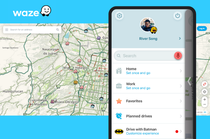 Waze Live Map así puedes guardar tu ruta y cambiar al tema de Batman