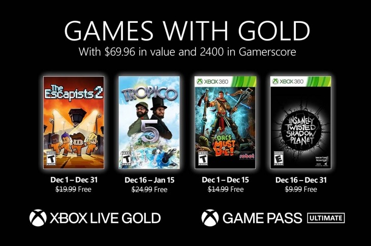 Juegos gratis de Xbox en Games with Gold para diciembre de 2021