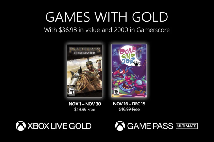 Juegos gratis de Xbox en Games with Gold para noviembre de 2022
