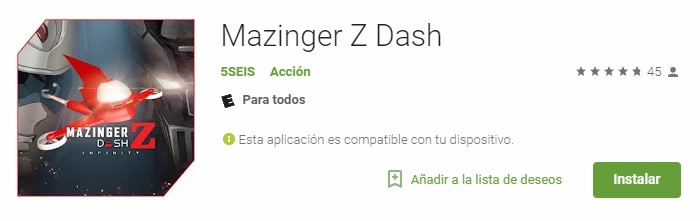 Mazinger Z Dash app