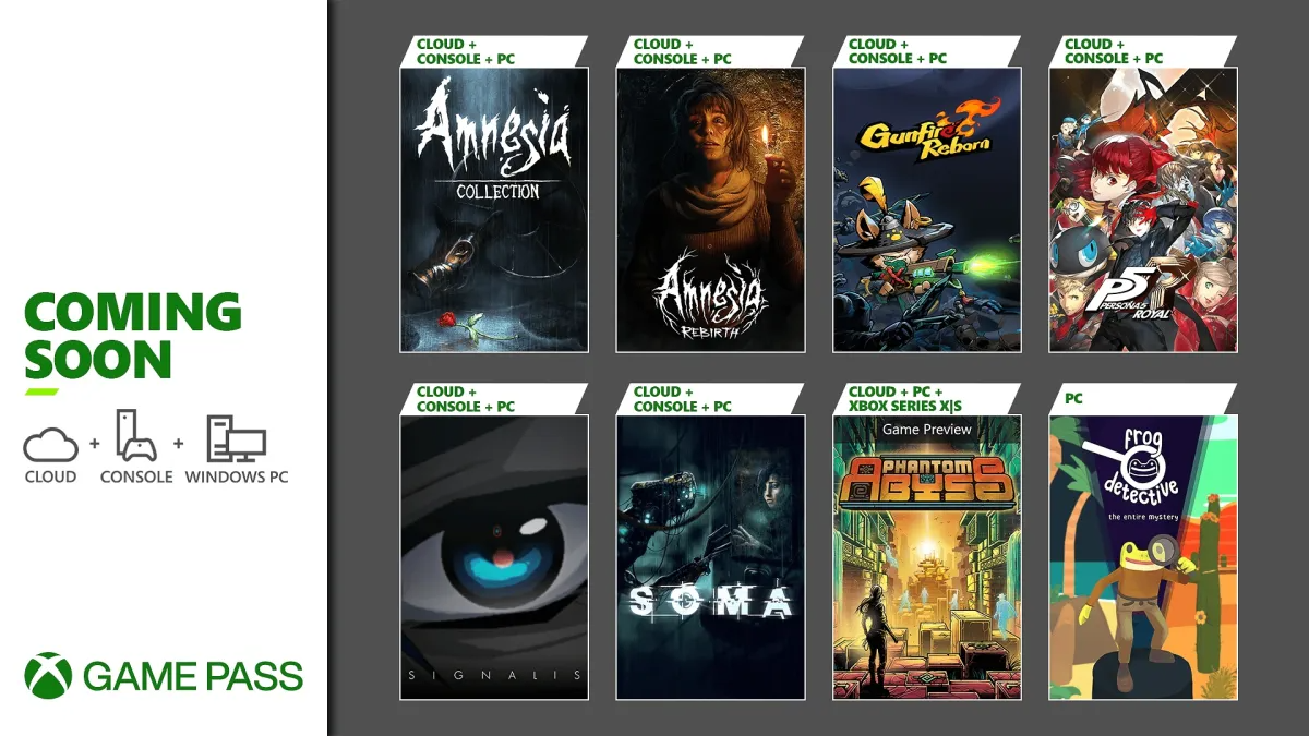 Amnesia, Soma, Persona 5 Royal y más juegos que llegan a Xbox Game Pass en octubre