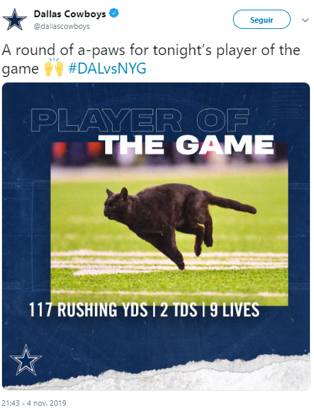 Memes del gato negro en el partido de Cowboys vs Giants