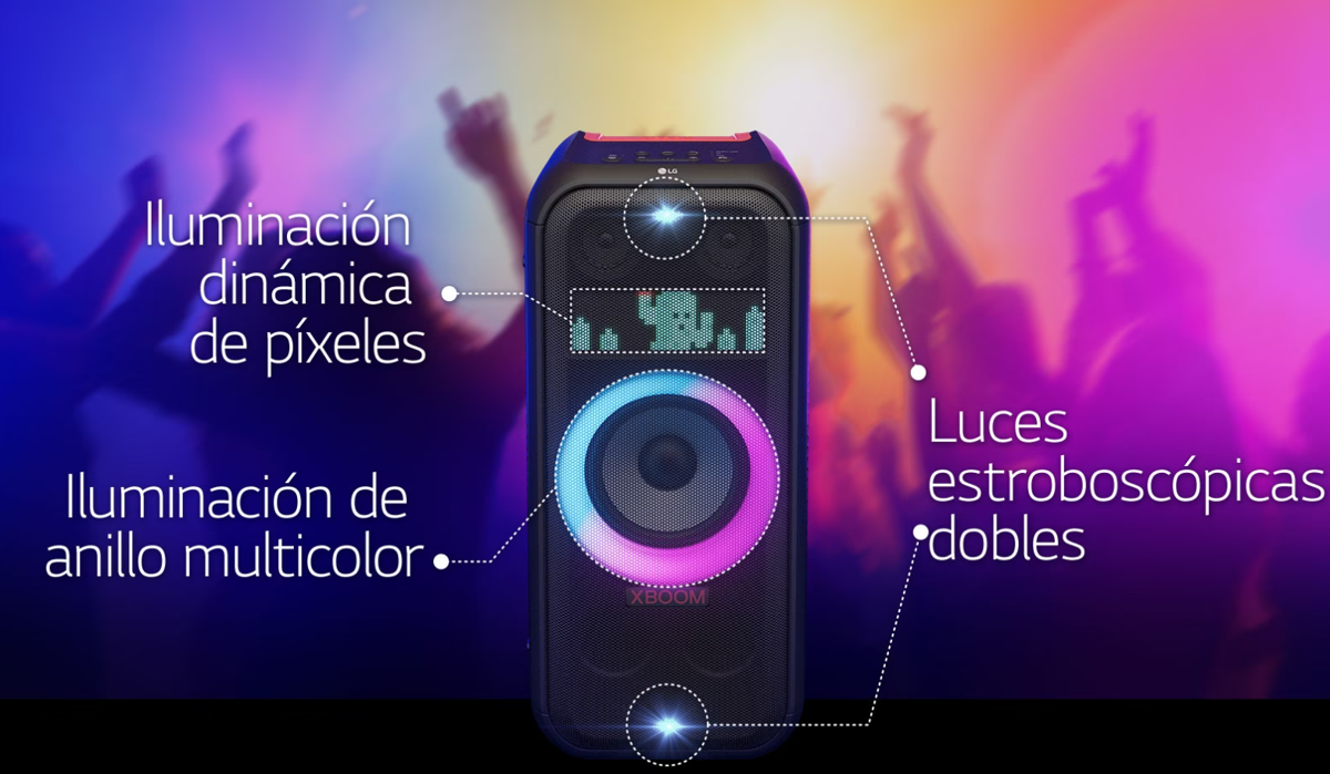 LG XBOOM XL7: luces dinámicas y entrada para micrófono y guitarra