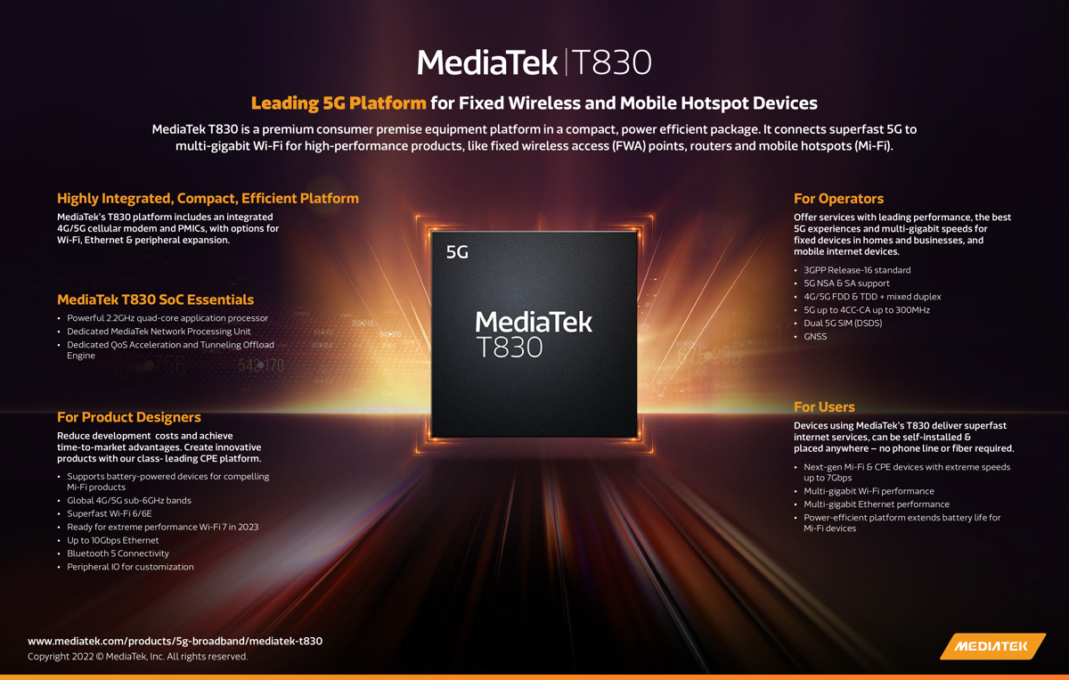MediaTek T830: características