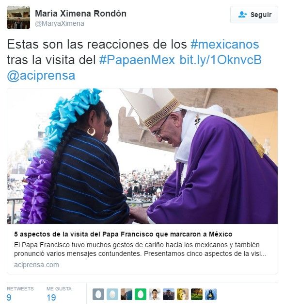 Tweet del PapaEnMex