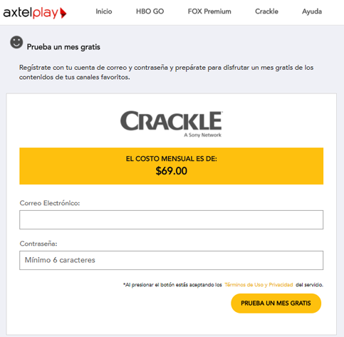Contrata Crackle con Axtel Play