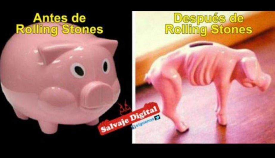 Meme de precios de los Rolling Stones en México
