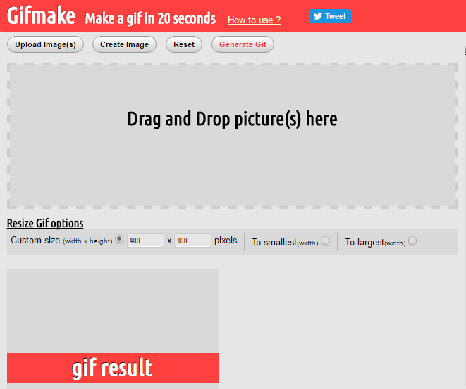 Screenshot de la herramienta de Gifmake